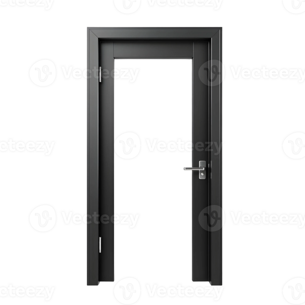 Realistic closed black door isolated on transparent background png