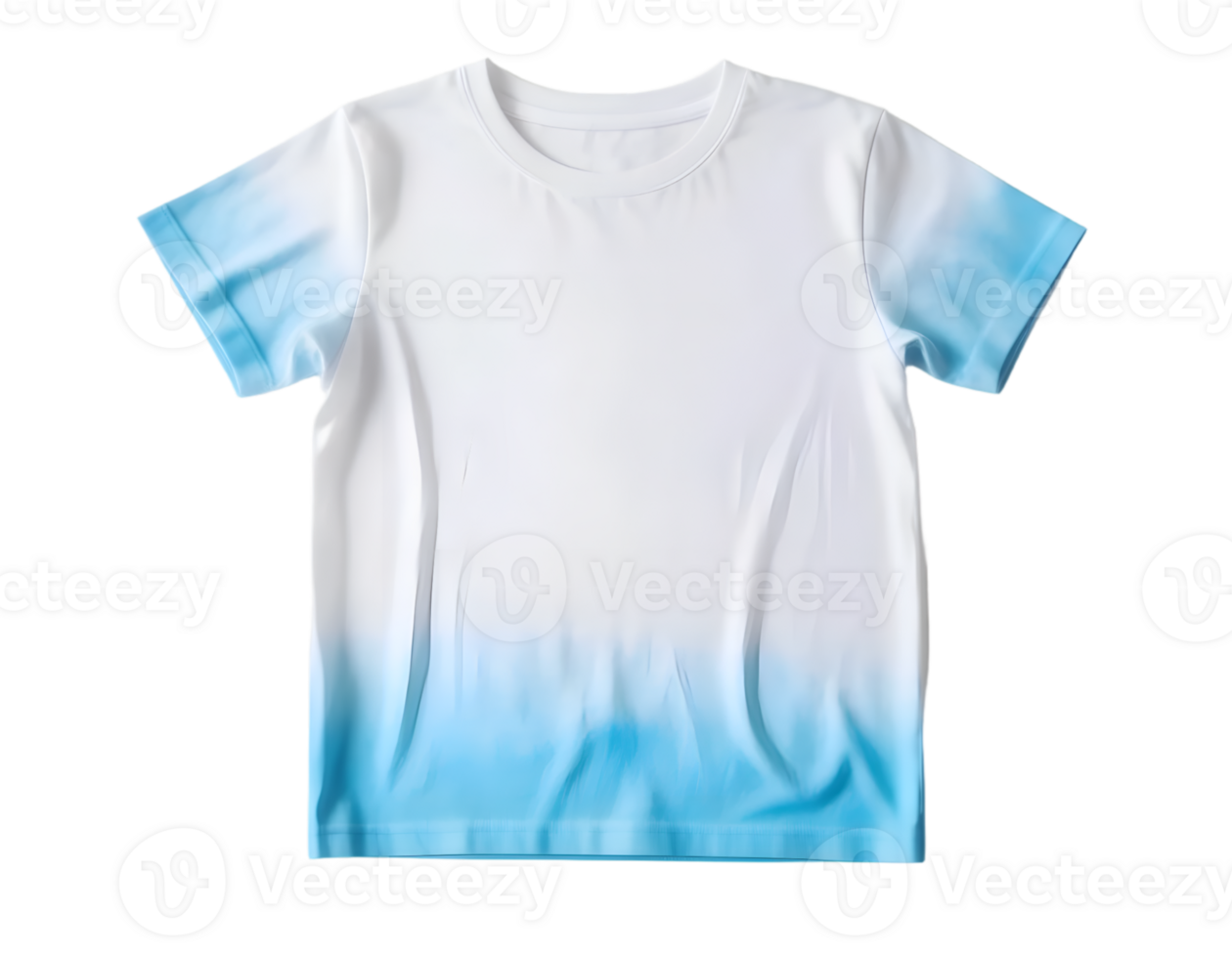 White t-shirt with blue sleeves isolated on transparent background png