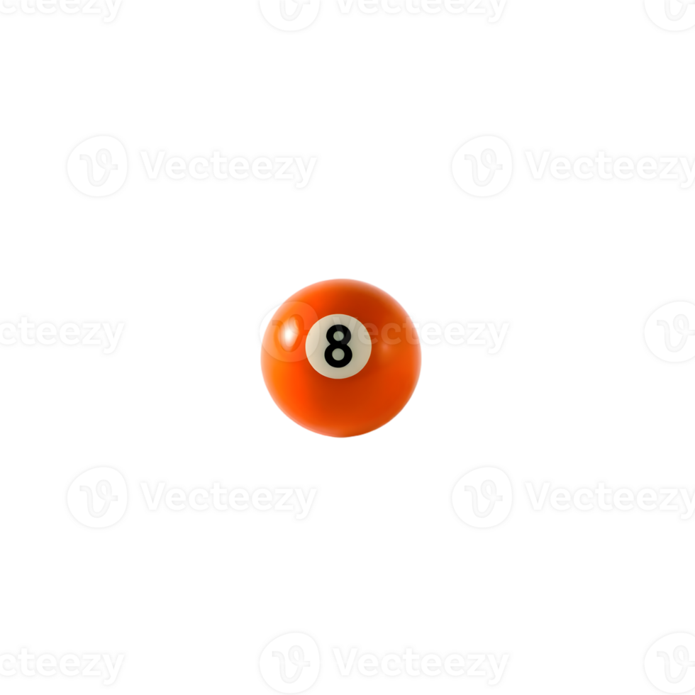 Realistic billiard ball isolated on transparent background png