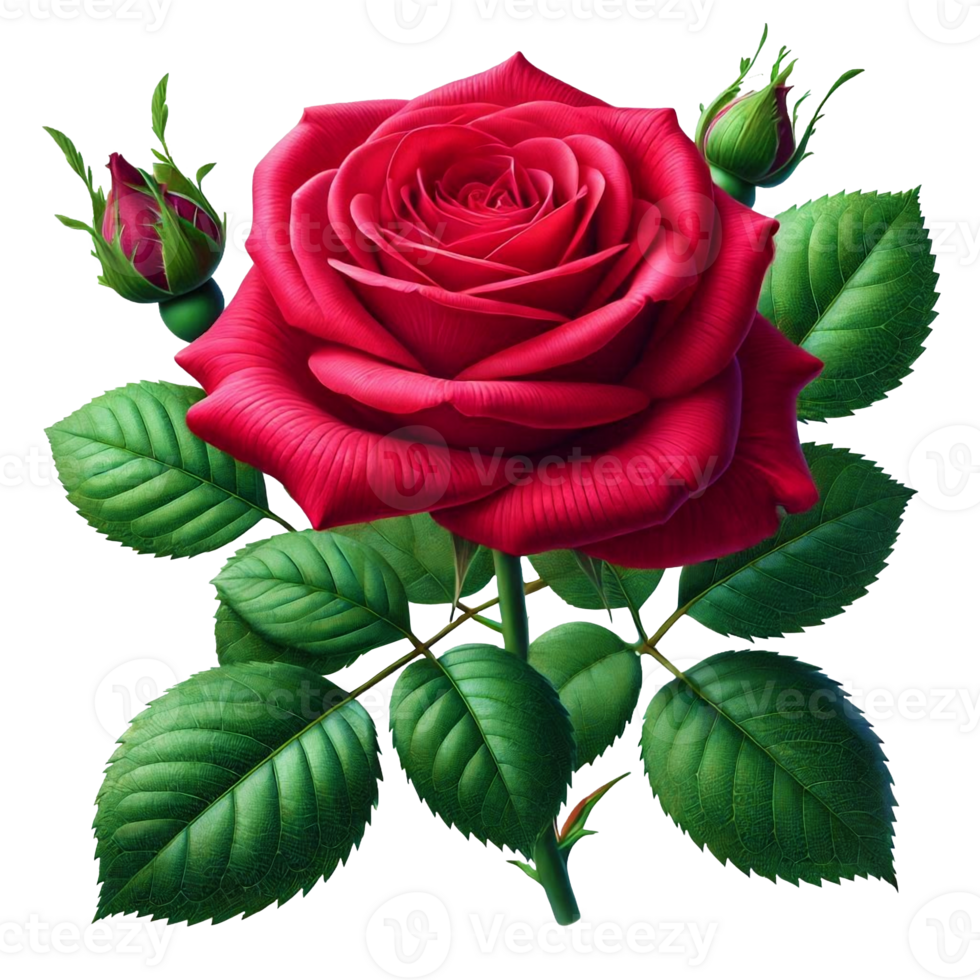 Beautiful Transparent Red Rose with Realistic Details png