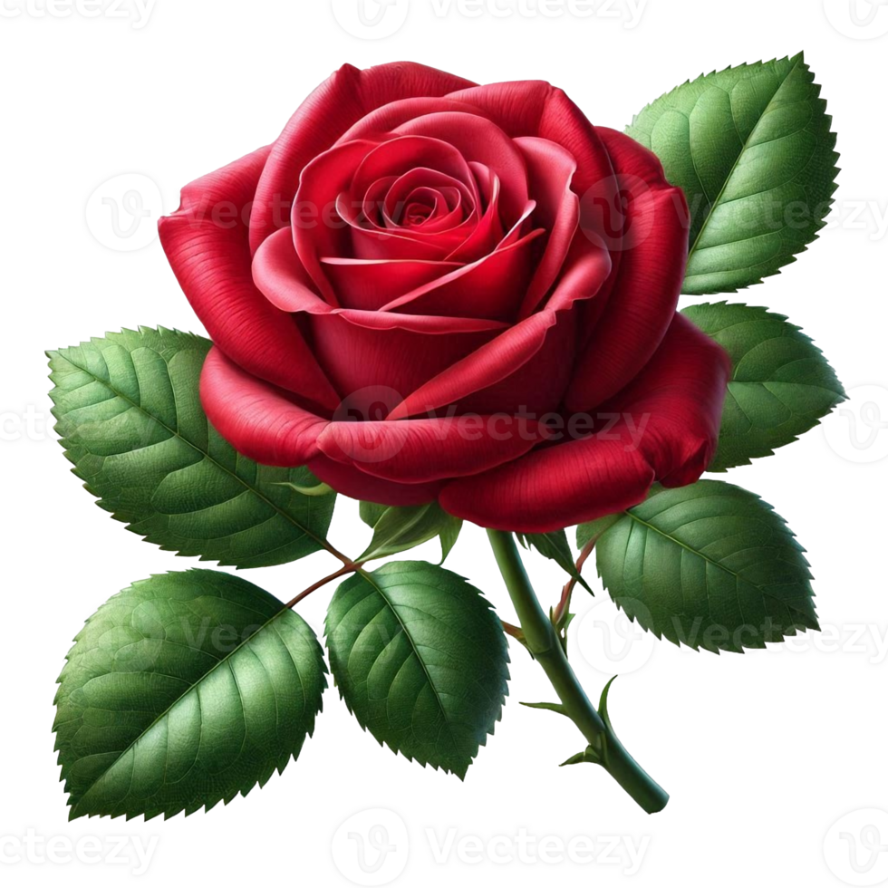 Elegant Red Rose Transparent for Digital Use png
