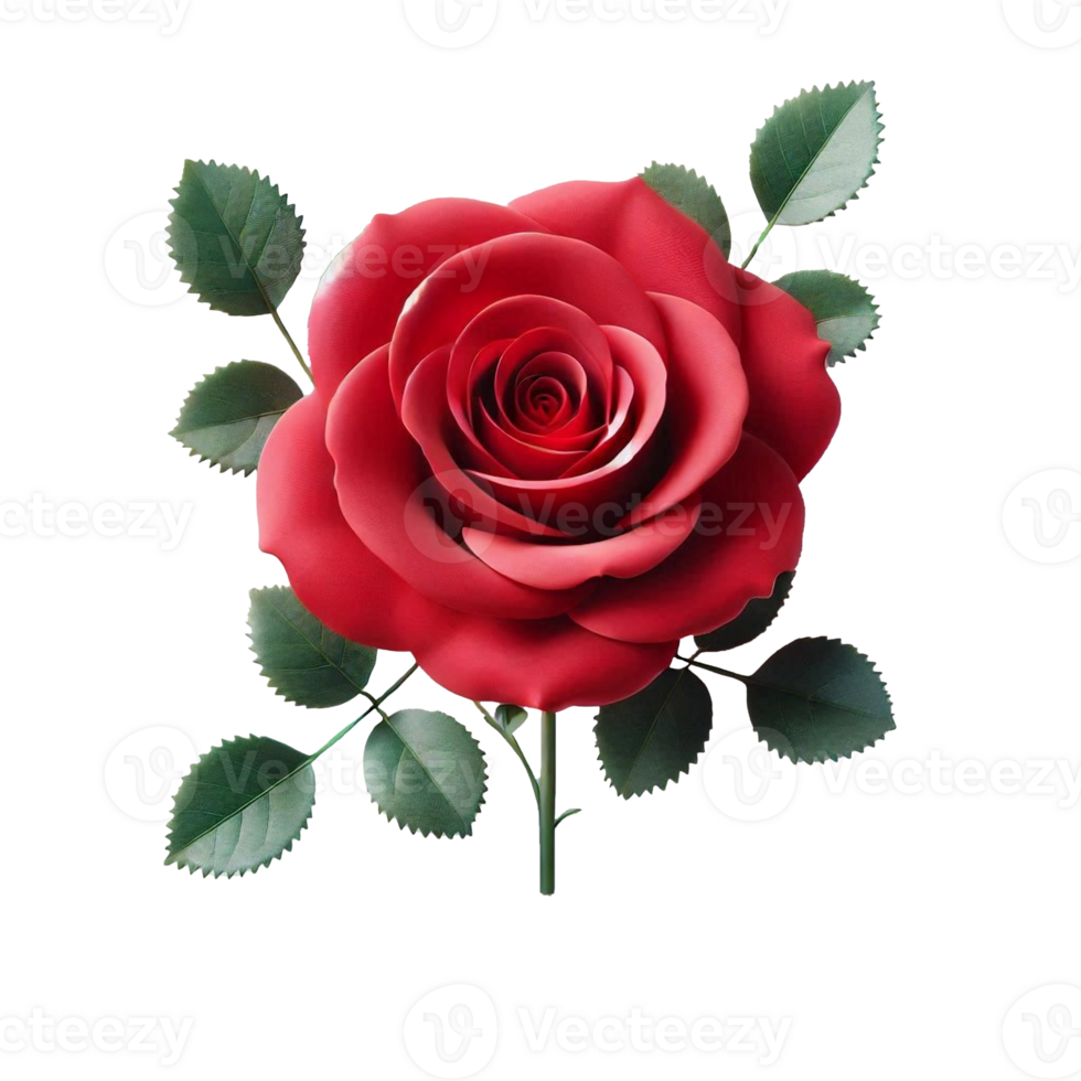 Single Red Rose on a Transparent Canvas for Art Lovers png