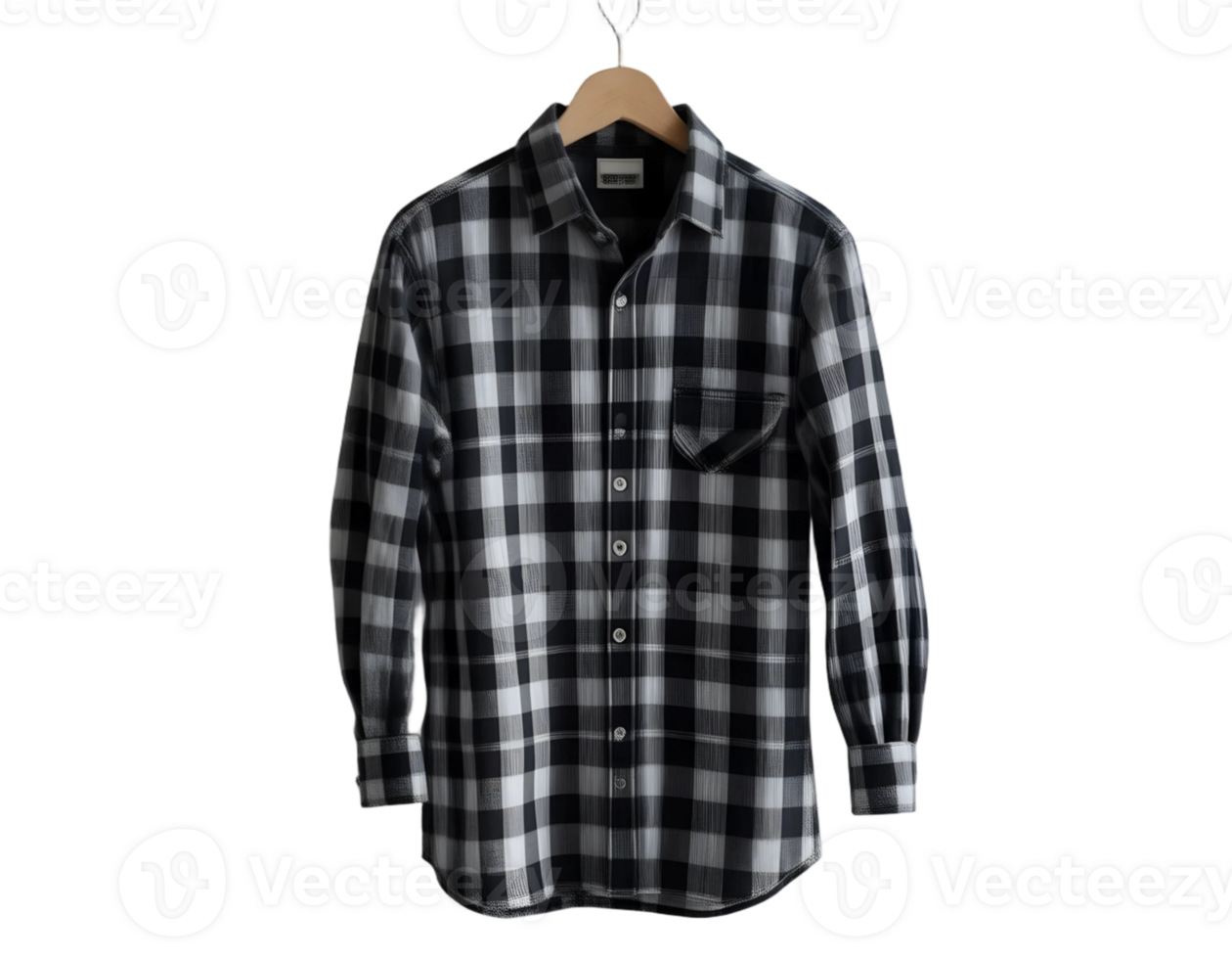 Black and White Checked Shirt Isolated On Transparent Background png