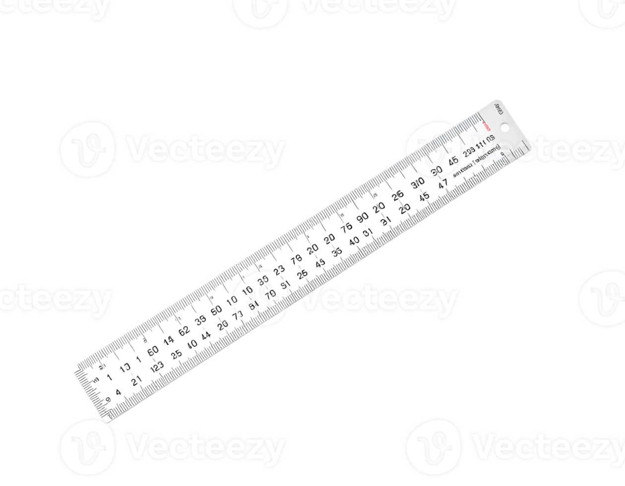 White plastic ruler isolated on transparent background png