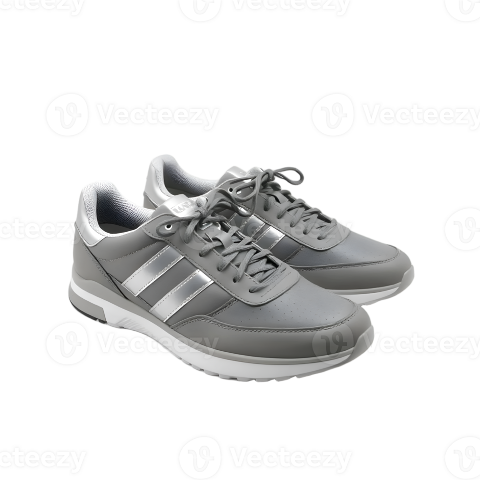 Pair of grey sneakers isolated on transparent background png