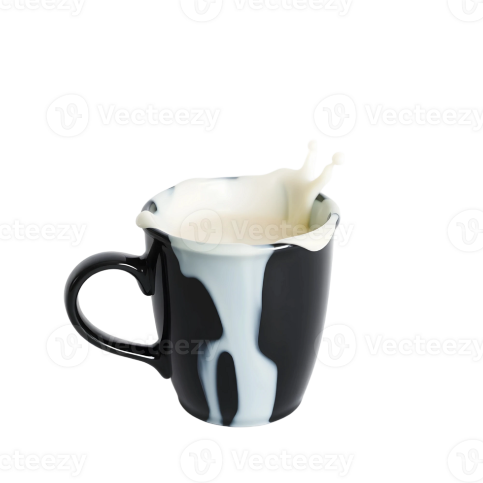 Coffee cup with milk splash isolated on transparent background png