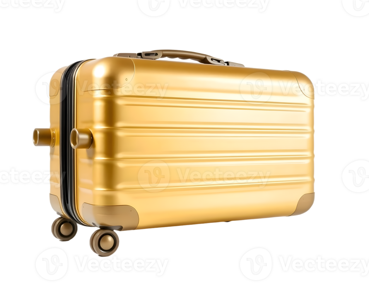 Golden suitcase isolated on a transparent background png