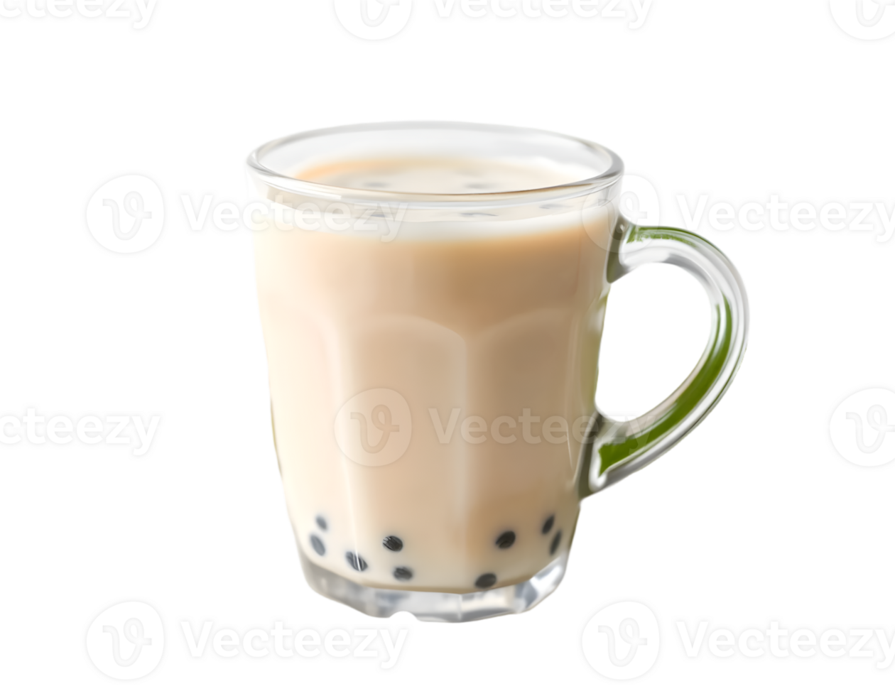 Latte with bubbles in a glass cup isolated on transparent background png