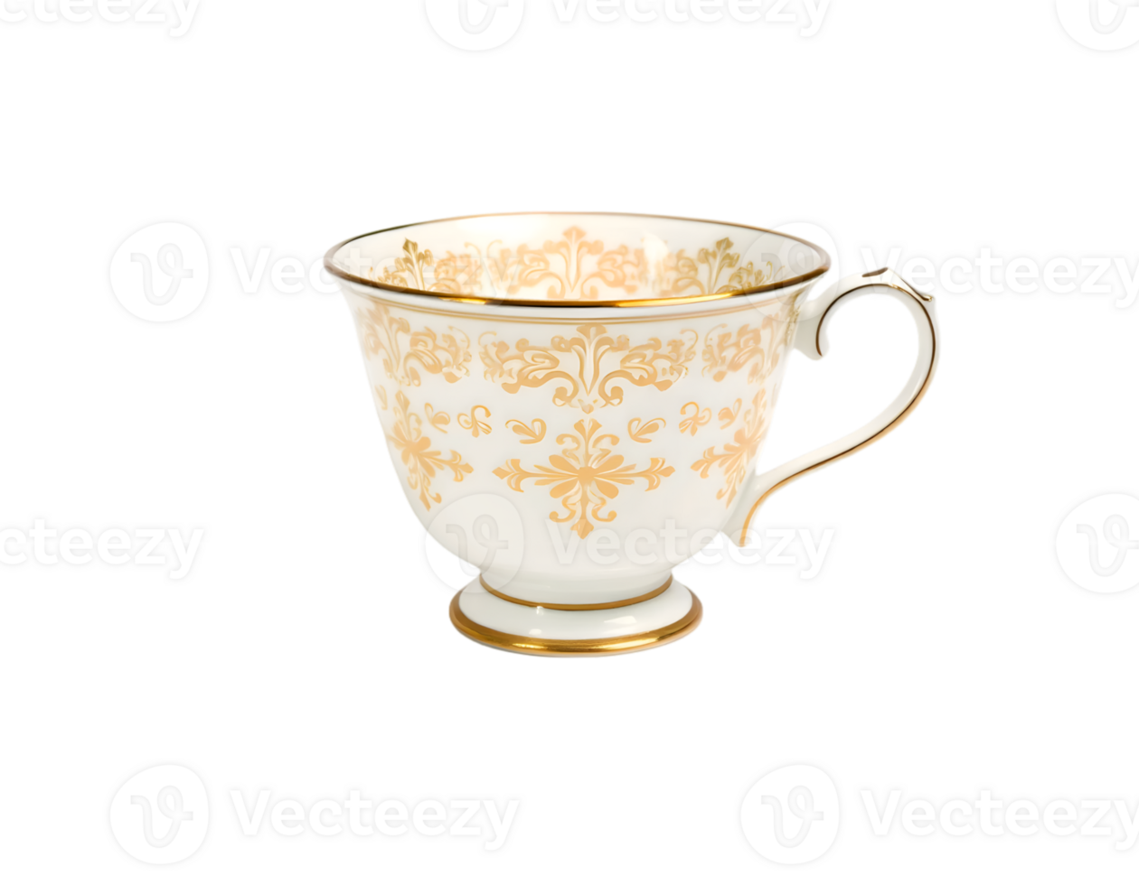 Vintage porcelain tea cup isolated on transparent background png
