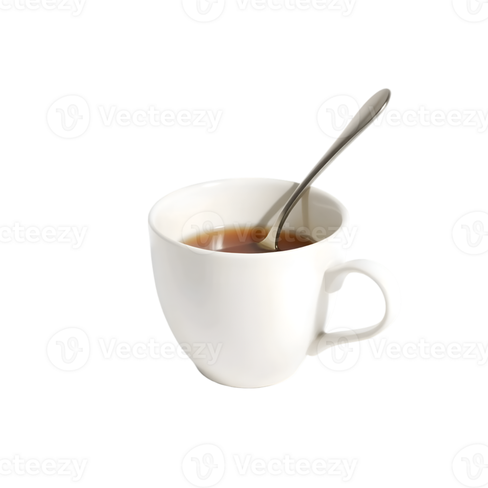 Cup of tea with spoon isolated on transparent background png