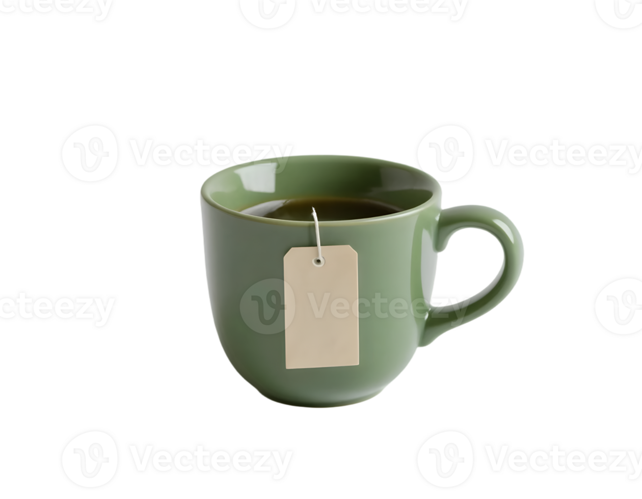 Green tea cup with blank label isolated on transparent background png