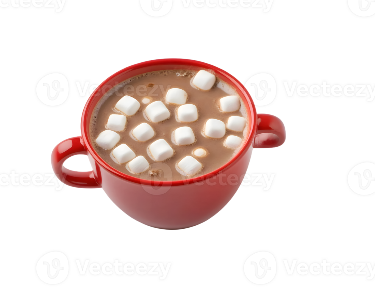 Cup of hot chocolate with marshmallows isolated on transparent background png