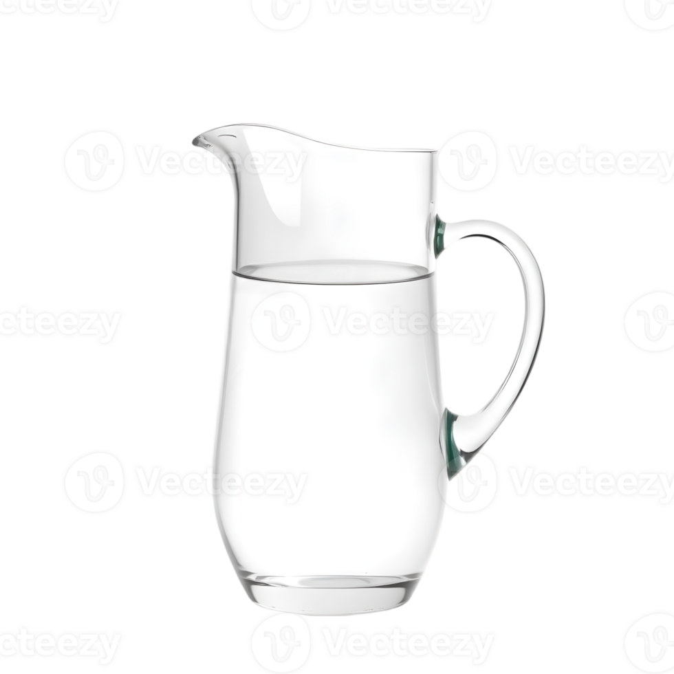 Realistic glass jug with water on transparent background png
