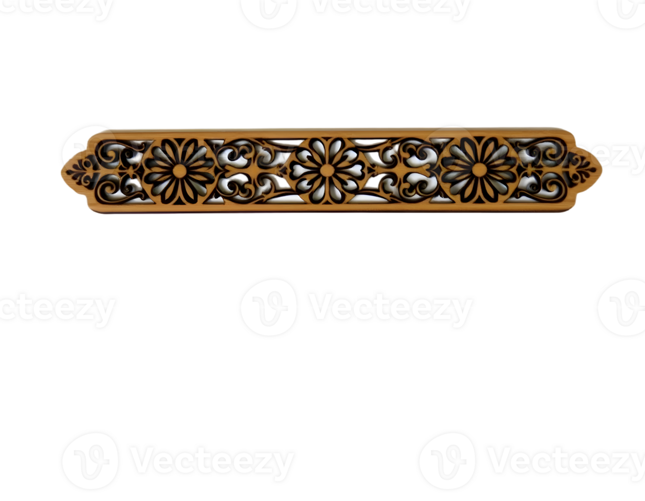 Carved wooden frame with ornament isolated on transparent background png