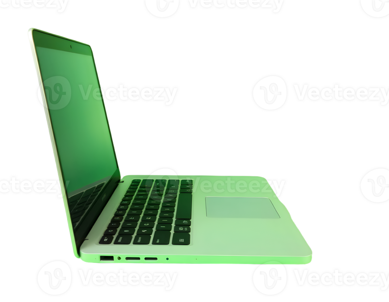 Green Laptop Isolated On Transparent Background png