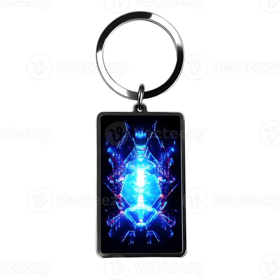 Realistic keychain with glowing diamond icon isolated on transparent background png