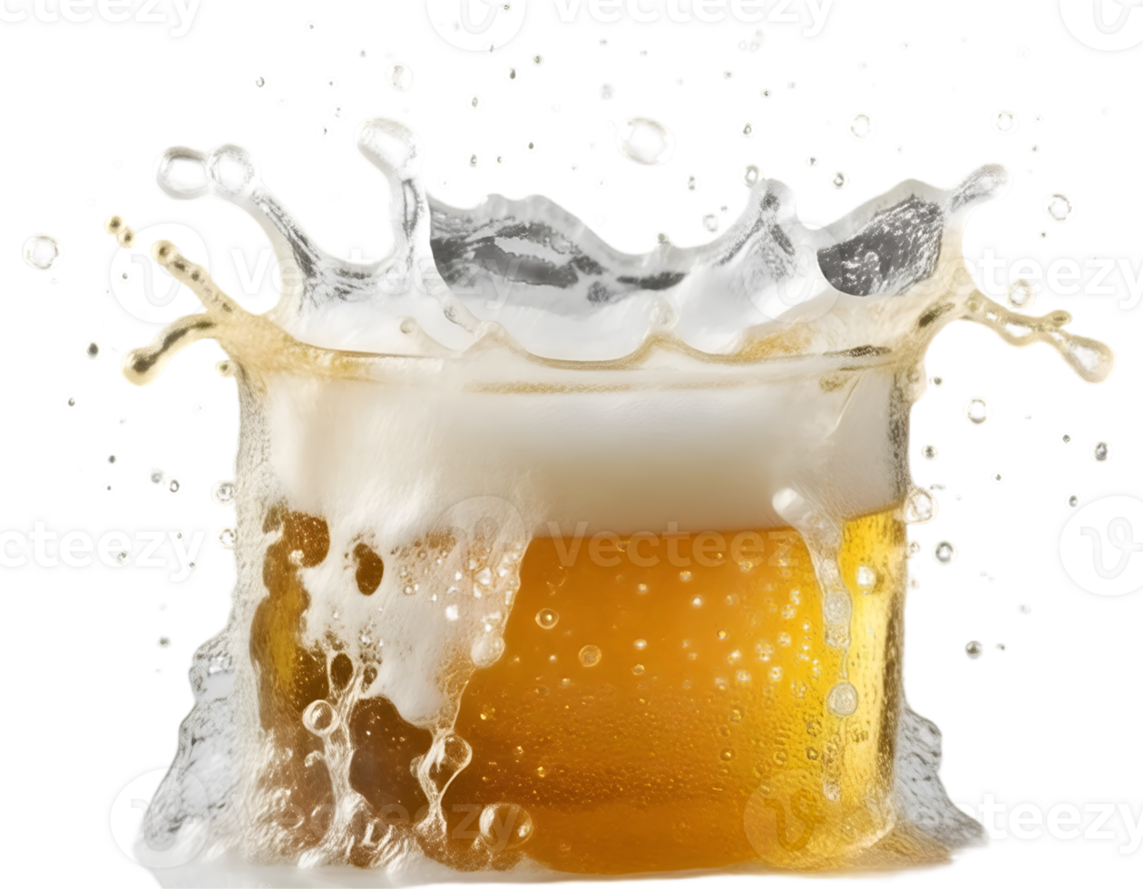 Glass of beer with foam isolated on a transparent background png