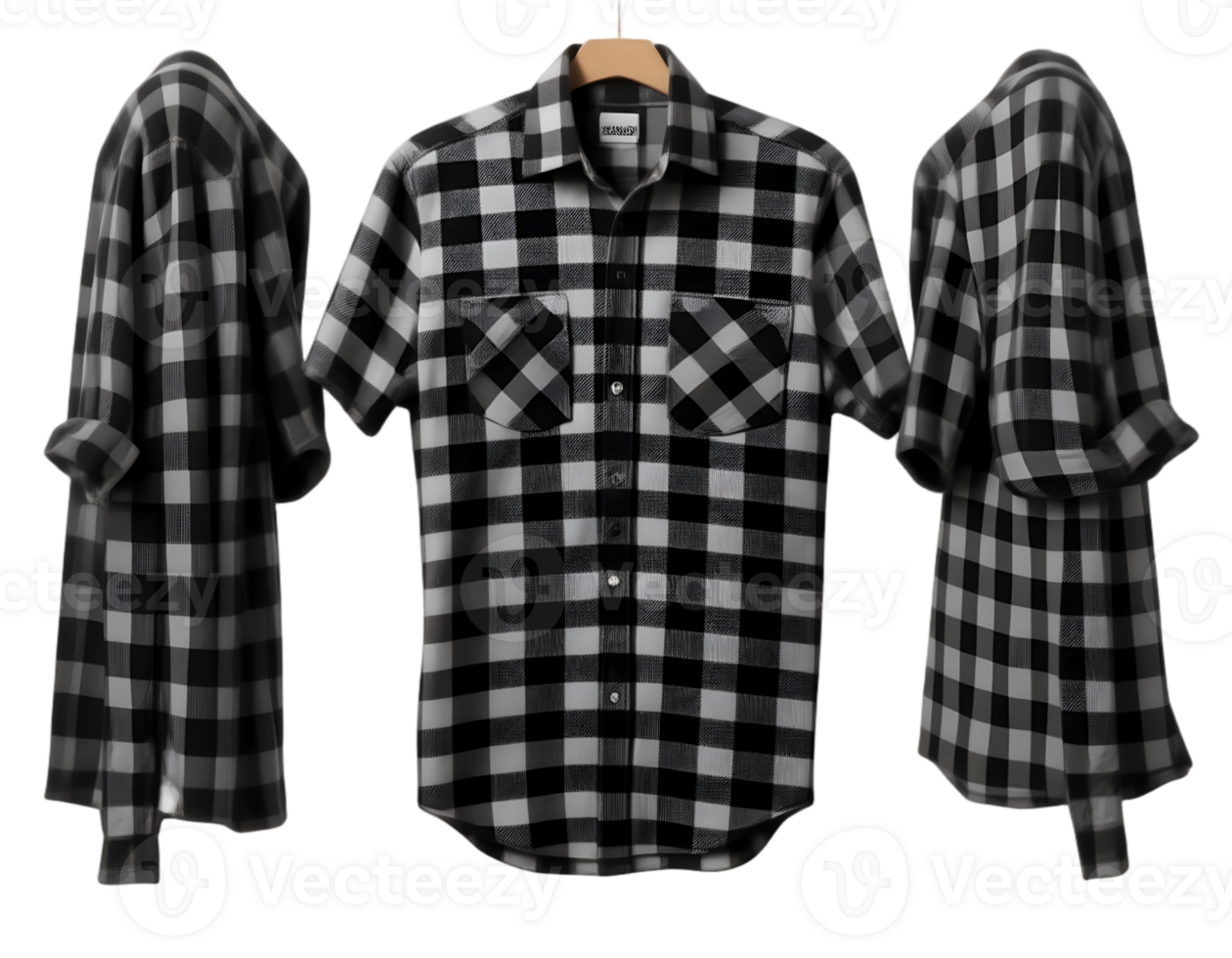 Black checkered shirt isolated on a transparent background png