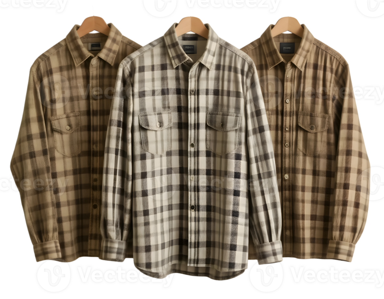 Brown checkered shirt on a hanger isolated on a transparent background png