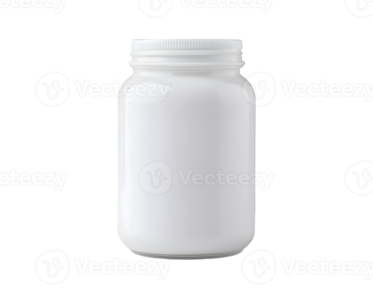 White plastic jar with cap isolated on transparent background png