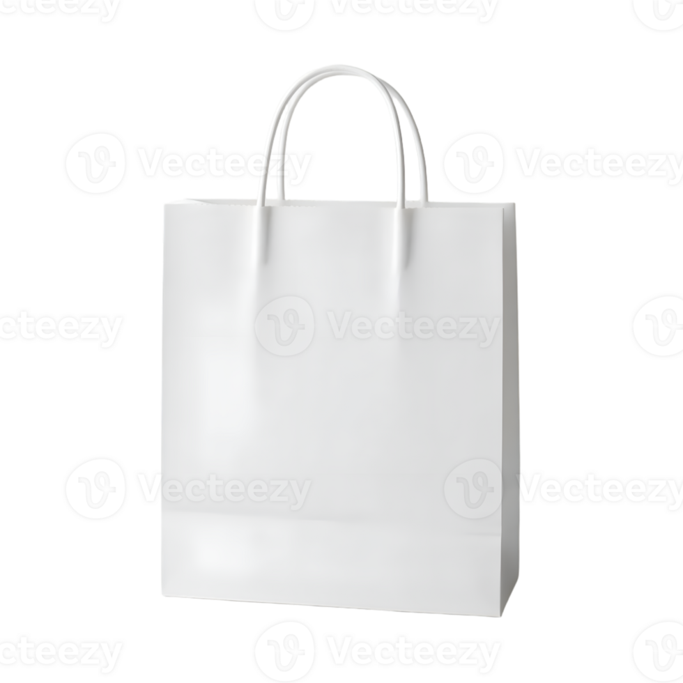 White paper shopping bag isolated on transparent background png