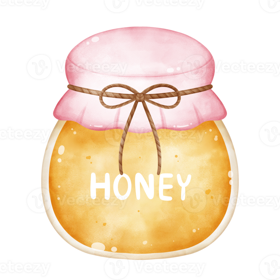 Cute Honey Jar with Pink Lid, Adorable Sweet Honey Clipart png