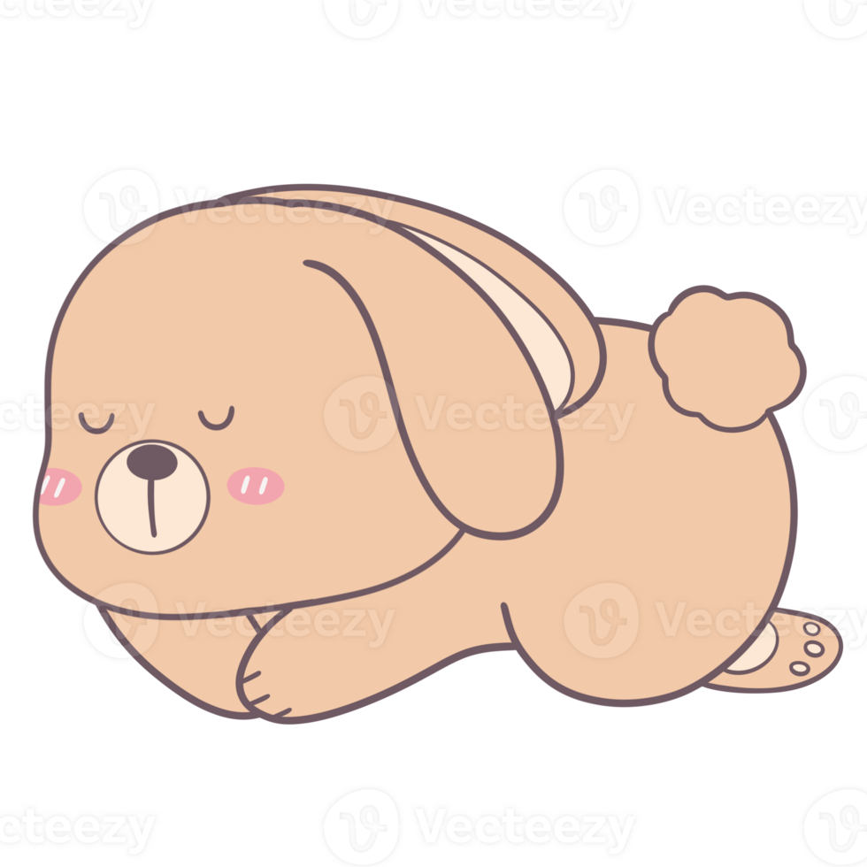 Sleeping Bunny with Floppy Ears, Kawaii Pastel Rabbit png