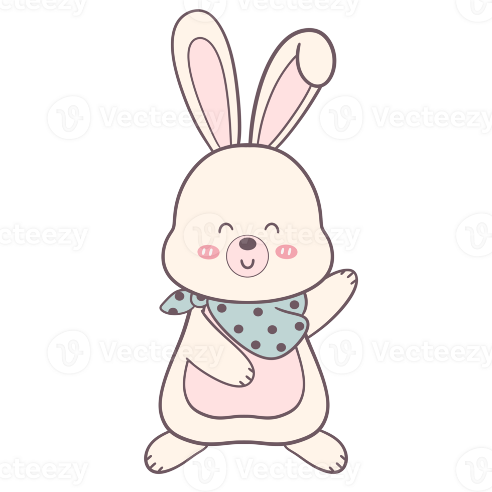 Smiling Bunny with Scarf, Pastel Spring Rabbit Illustration png