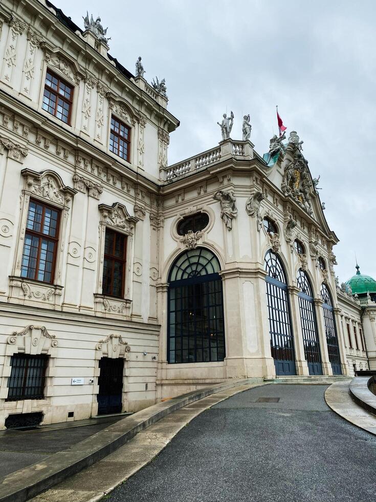 Vienna, Austria - March 10, 2024-Baroque building facade in Vienna showcasing classic European architectural elements photo