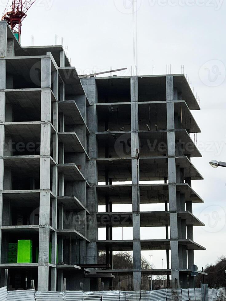Urban construction of concrete building defining new city development photo