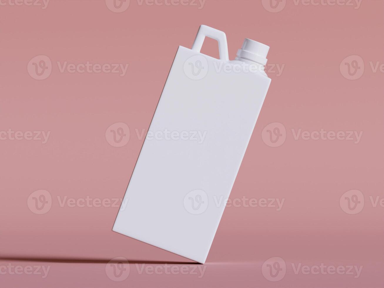 single white plastic canister slightly tilted on soft pink background even bright lighting photo