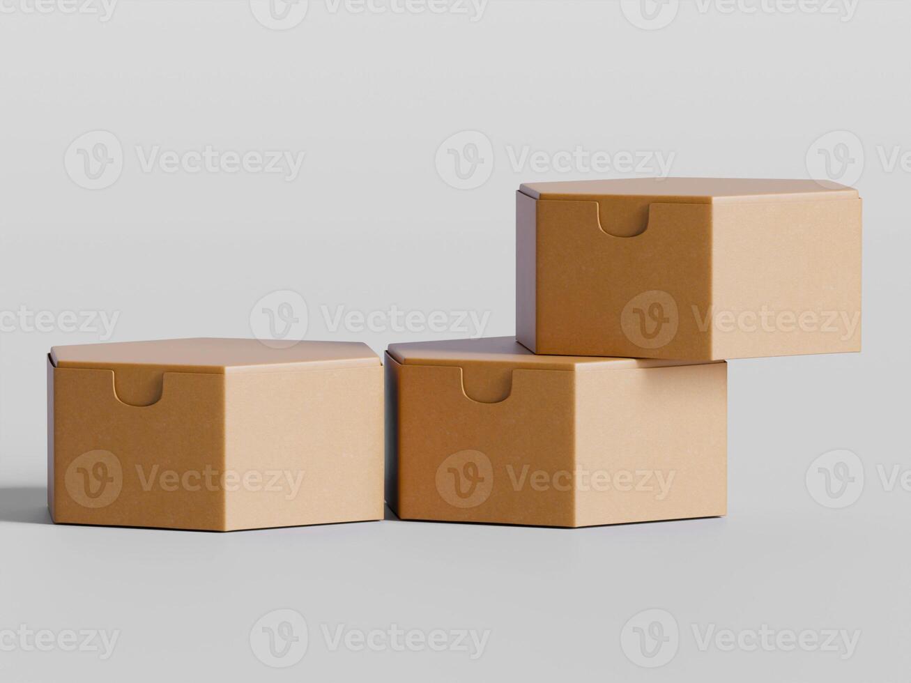 three rectangular cardboard boxes lined up side by side brown texture soft shadows photo