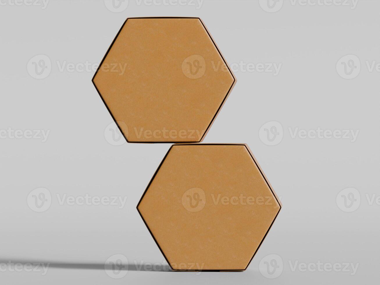 two hexagon boxes stacked vertically brown cardboard texture simple design photo