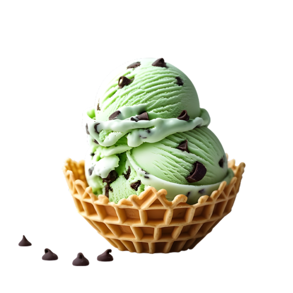 Delicious Vanilla Ice Cream with Chocolate Drizzle and Shavings on a transparent background png