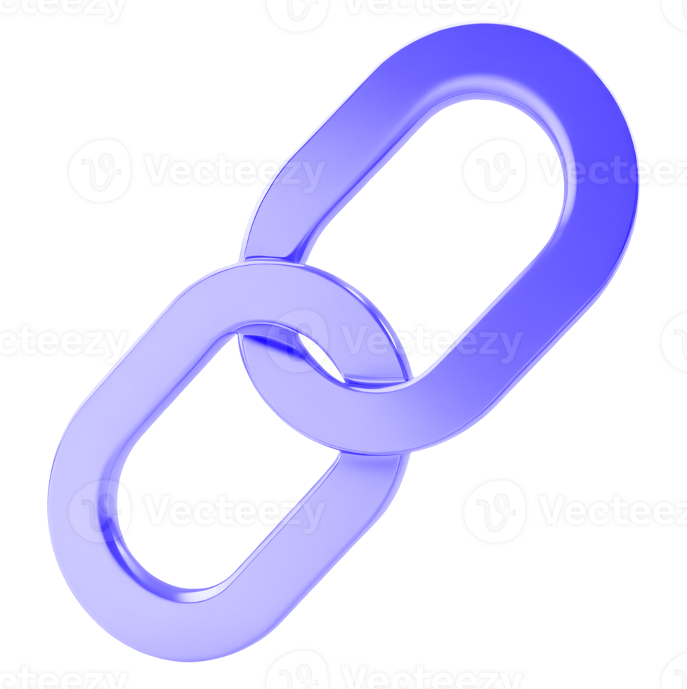 A 3D rendering of two interlocking purple chain links. png