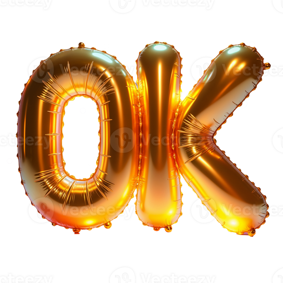 Gold foil balloons spelling OK png