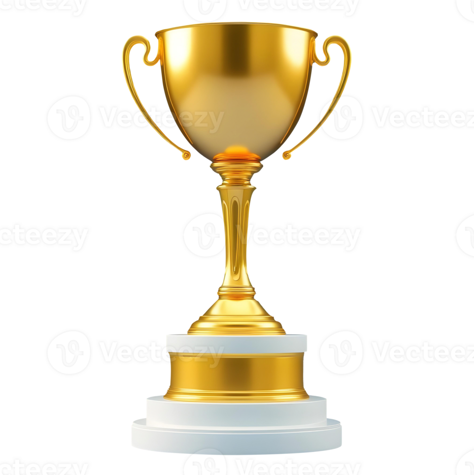 a golden trophy with a number on it png
