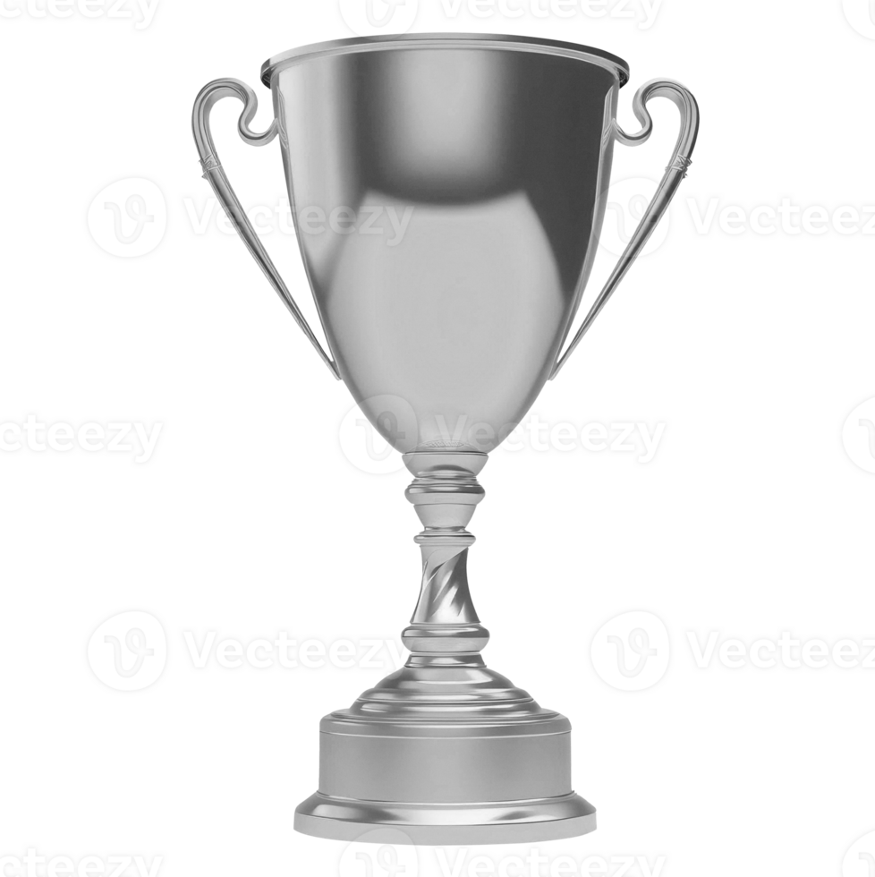 a silver trophy with a number on it and a number on the side png