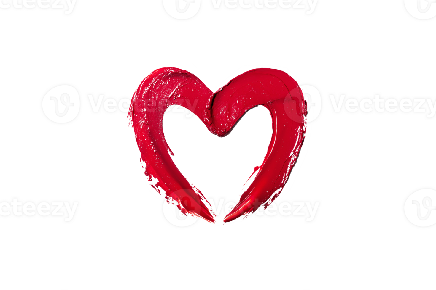 Red heart shaped lipstick line, draw a heart with red lipstick isolated on white background Cosmetic product swatch with photo png