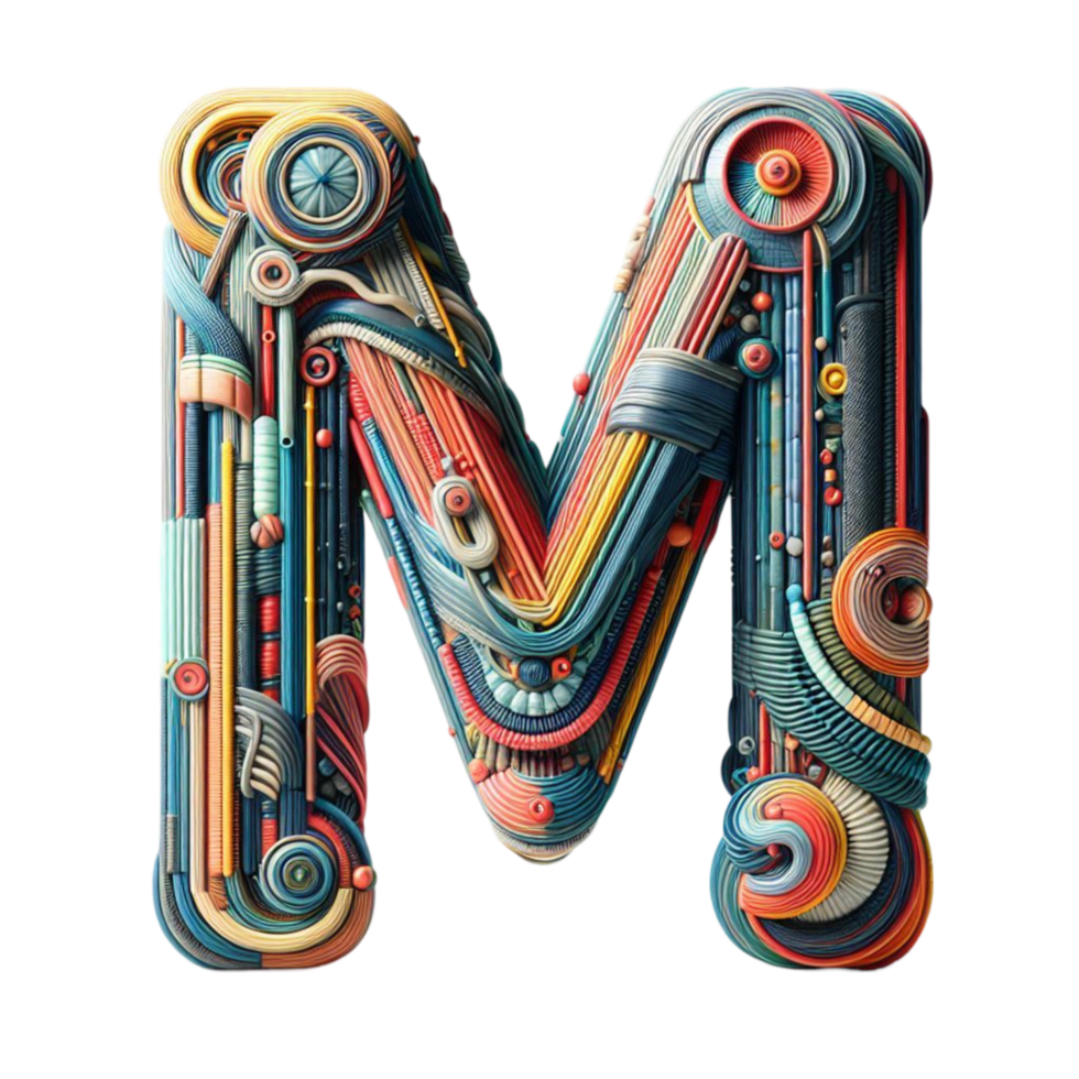 Letter M with 3D Steampunk Design png