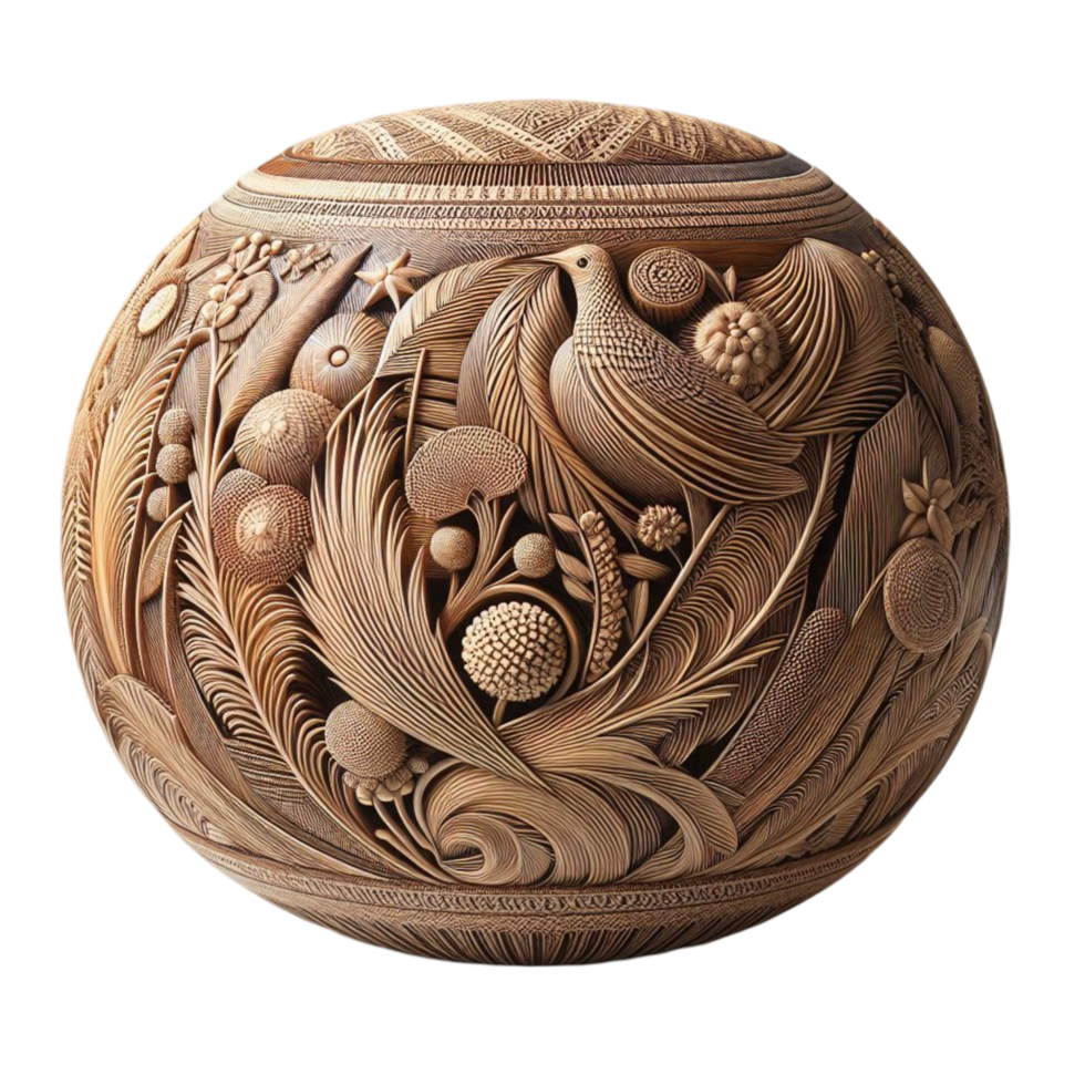 Handcrafted Clay Pot with Floral Design png