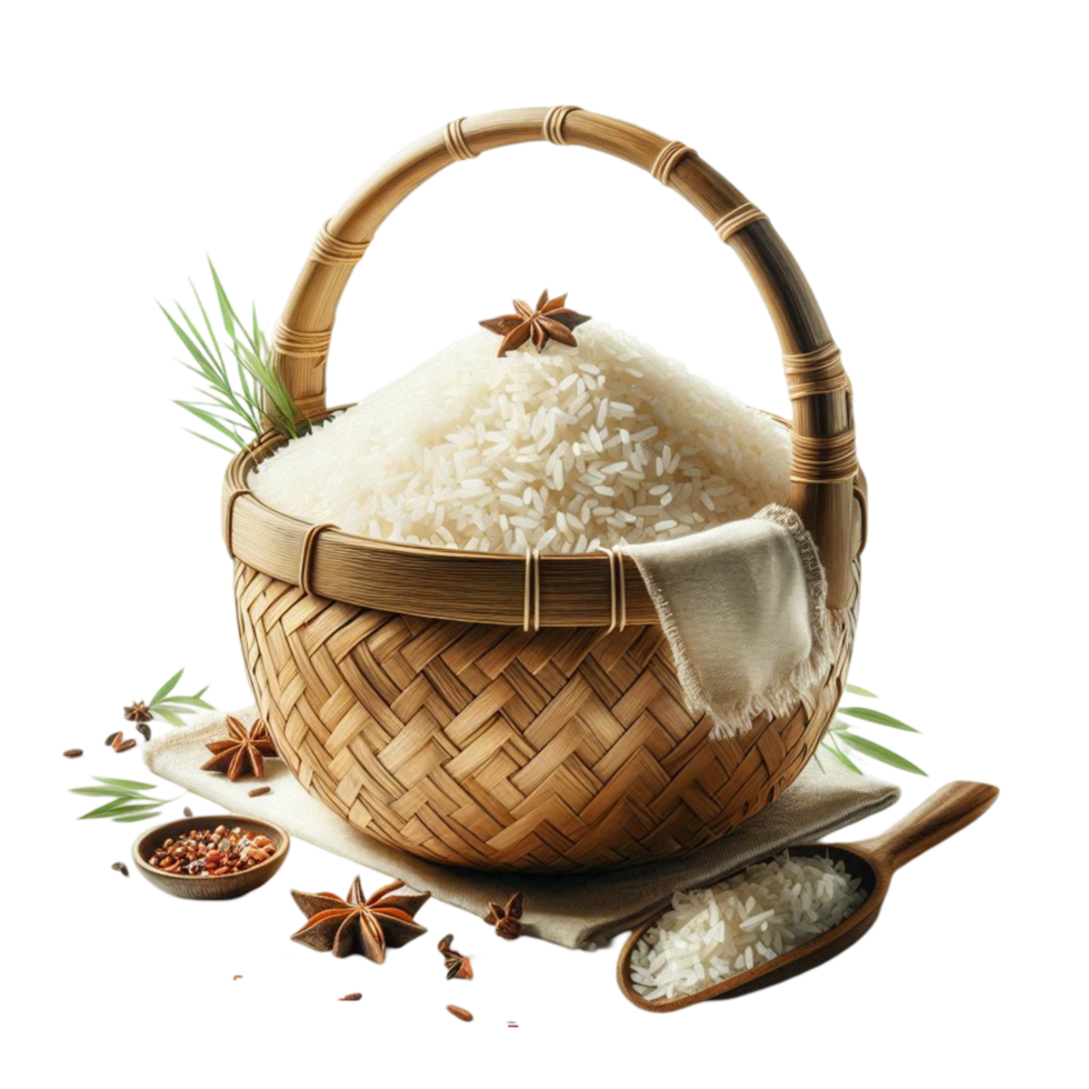 Traditional Rice Basket with Lid png