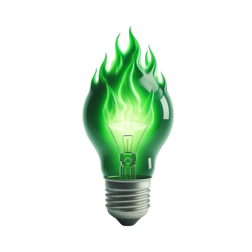 Glowing Green Flame Light Bulb png