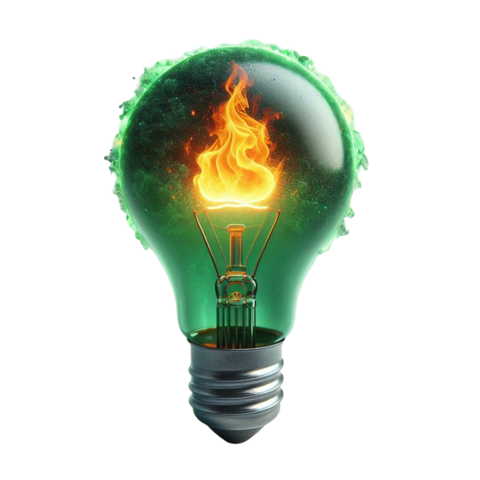 Green Fire Light Bulb Illumination png