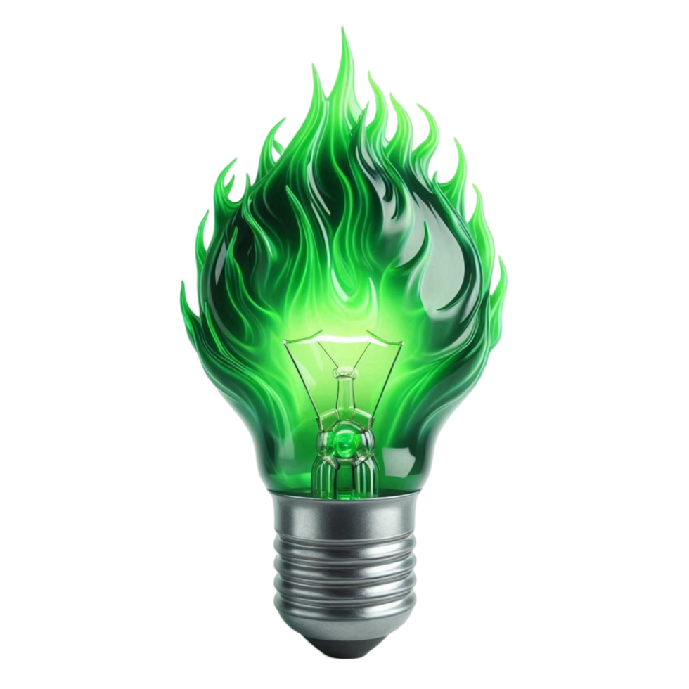 Fiery Green Light Bulb png