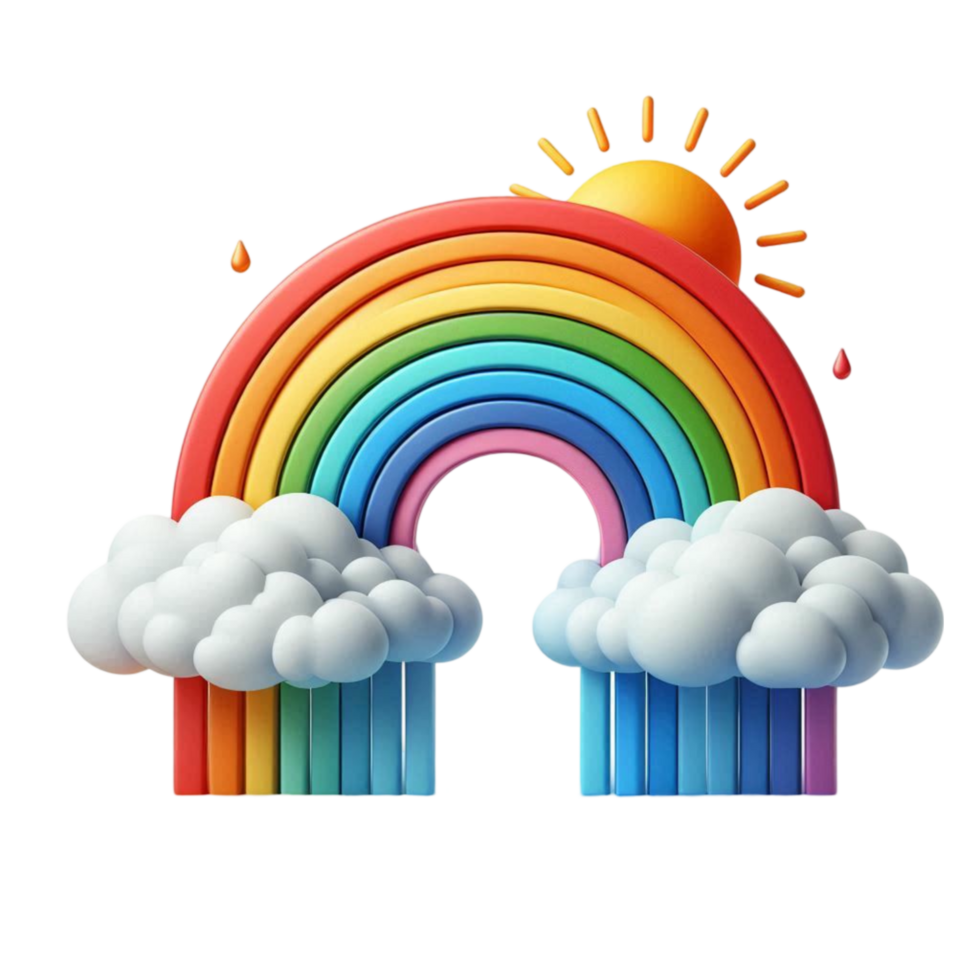Bright Rainbow Over Soft Clouds png