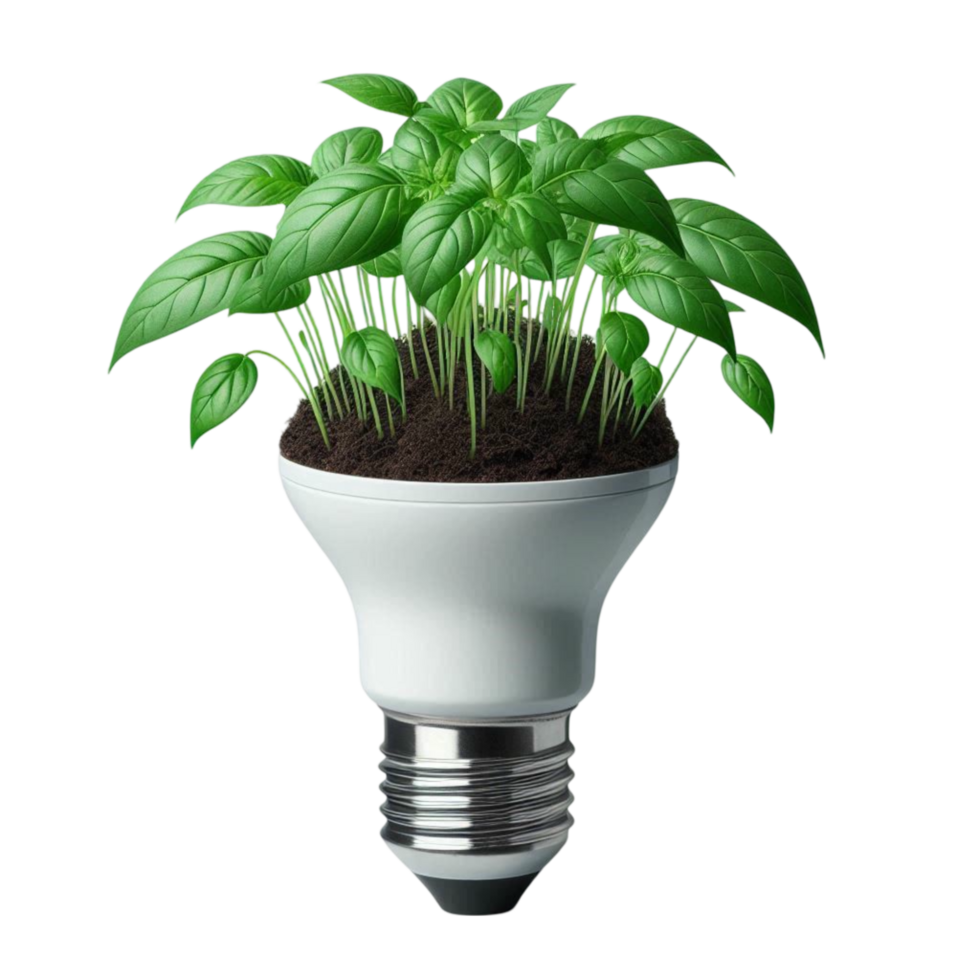 Green Plant Growing from Lightbulb png