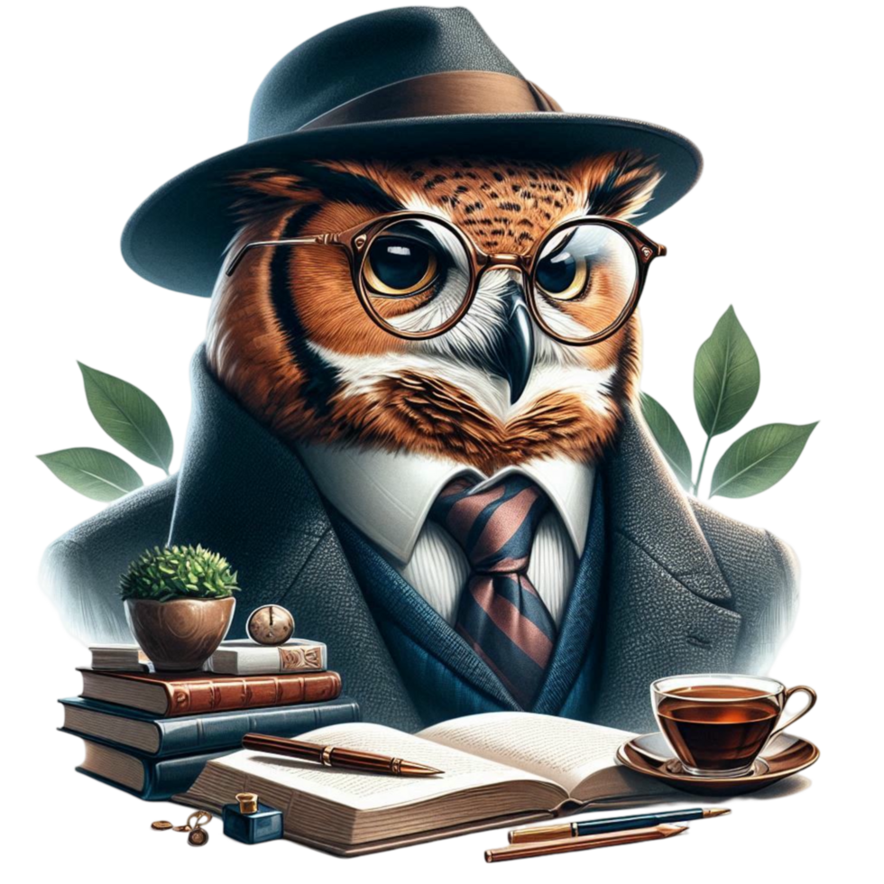 Detective Owl in Suit and Hat png