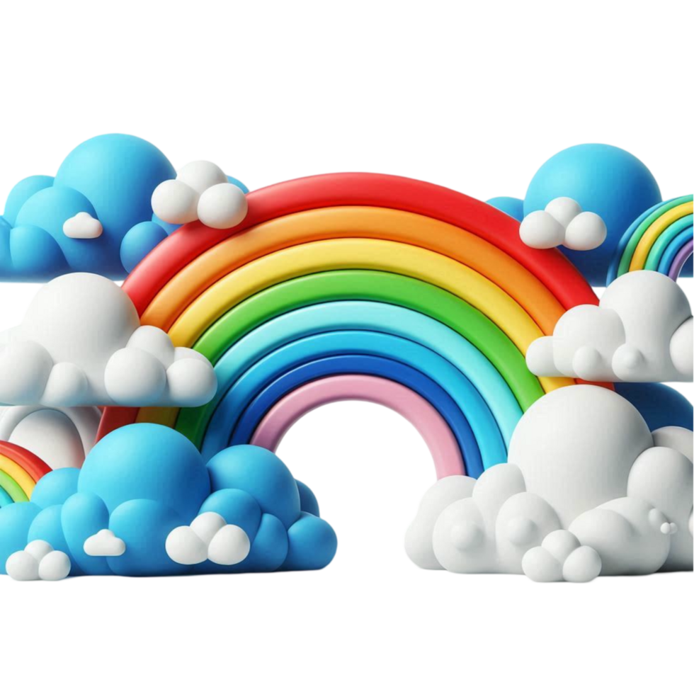 Rainbow with Clouds and a Bright Sky png