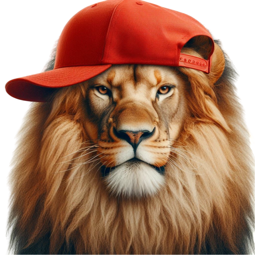 Cool Lion with Red Cap png
